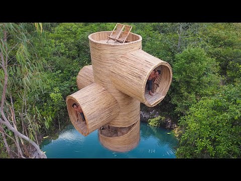 30Day We Building Private Bamboo House With Tunnel Swimming Pools