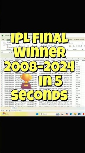 Excel FILTER Formula 🔥 IPL Winners 2008–2024 🏏 #shorts #excel # #exceltips