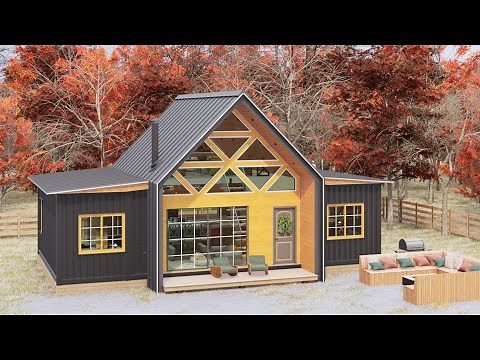 2 20ft Shipping Container House - A-frame cabin house Design