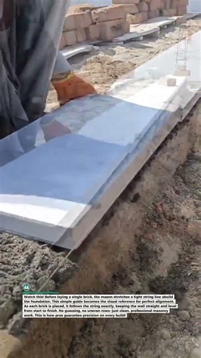 Perfect Brick Line Setup Trick! #masonry #construction #DIY
