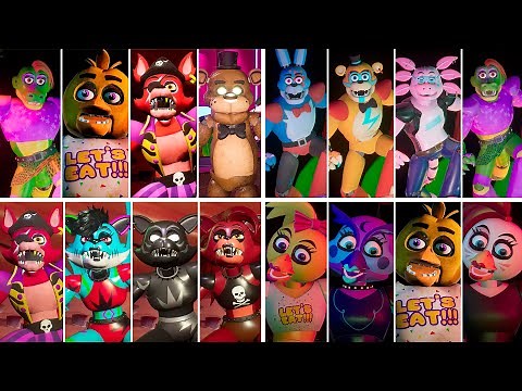 ALL ANIMATRONICS WITH ALL MODS COMPILATION – FNAF Security Breach