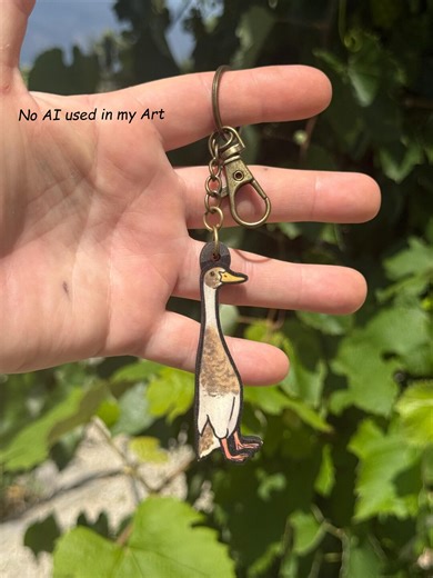 Runner Duck Bird Wood Animal Keychain: Gift for Zookeepers, Teacher, Vet Tech, Veterinarians Cute Non AI Animal Art - Etsy