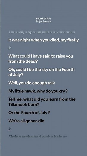 Fourth of July - Sufjan Stevens (Lyrics)