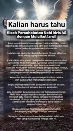 *KISAH PERSAHABATAN NABI IDRIS DAN MALAIKAT IZRAIL* #nabi #malaikat #islam