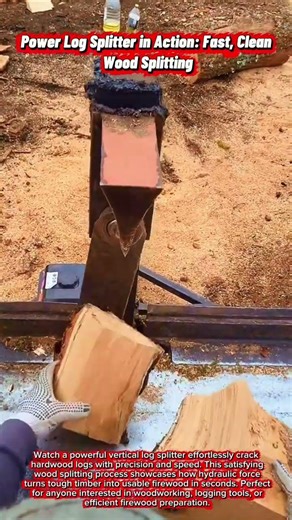Power Log Splitter in Action: Fast, Clean Wood Splitting #woodworking #carpentry #wood