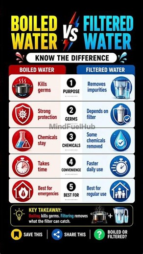 Boiled Water vs Filtered Water: Which Is Safer? 💧 #facts #didyouknow