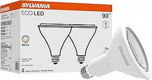 Sylvania ECO LED PAR38 Light Bulb, 90W = 14W, 7 Year, Non-Dimmable, 1000 Lumens, Clear, 3000K, White – 2 Pack (40881)