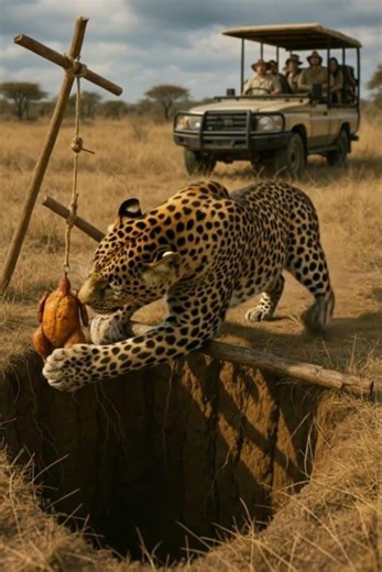 Can the leopard escape the tricky trap? One step could end everything. #trap #wildlife