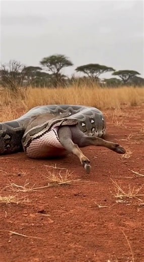 Will the python manage to swallow the warthog in one bite #wildlife #python #nature