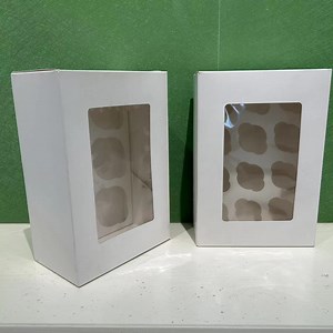 [Hot Item] 6 12 24 Hole Foldable White Mini Muffin Cupcake Packaging Cake Box