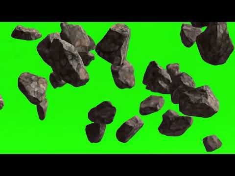 Floating Rocks Green Screen | Meteor Stones Falling VFX Background 1080p
