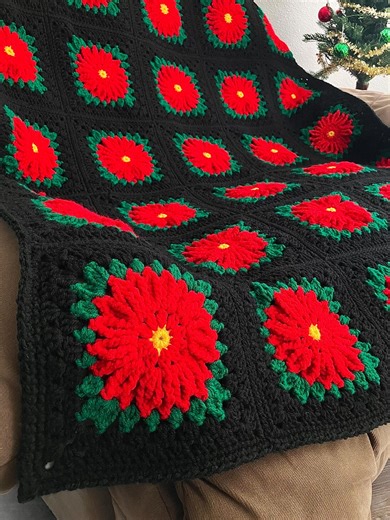 Poinsettia Blanket Pattern: Crochet Granny Square Afghan, Christmas Decor (PDF Pattern, U.S. Terms; English) - Etsy