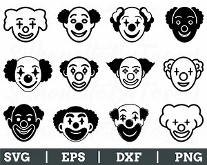 Funny Clown Face Svg, Funny Clown Face Silhouette, Clown Face Vector, Dxf, Png - Etsy