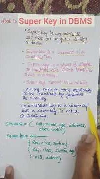 Super Key in DBMS | Concepts of super Key with example #education #computerscience #yshorts #dbms