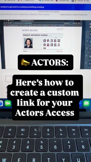 Jen Rudolph | Business Strategist for Actors on Instagram: "🫂 Share this to you story and help your friends out ✅ HOW TO CREATE YOUR CUSTOM ACTORS ACCESS LINK 1 Log in to your Actors Access account. 2 Go to MY TOOLS. 3 Click CUSTOM LINK. 4 Change the URL to your name. 5 Save. Done. 🔥 Creating a custom Actors Access link isn’t optional. It’s one of the fastest, easiest upgrades you can make and it instantly separates you from the 98% who still look amateur online. Here’s why it matters: 1️⃣ It 