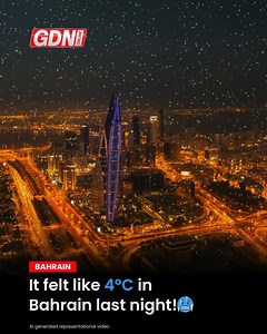 It felt like 4°C in Bahrain last night! Bahrain has witnessed very cold weather with medium to strong winds for the last few days. Last night the apparent temperature was 4°C in areas like Durrat Al Bahrain, King Fahd Causeway and Sakhir, as per reports in local media. Most areas recorded an actual temperature ranging between 12°C and 14°C, with cold weather that Bahrain has not witnessed for a while. Read: https://www.gdnonline.com/Details/1346054 #Bahrain #Freezing #bahrainweather | Gulf Digit
