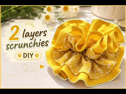 How to Sew Two-Tone Scrunchies at Home | Easy DIY Handmade Hair Scrunchie Tutorial|scrap fabric idea