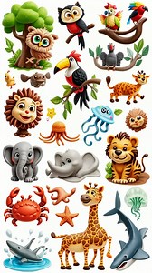 Collection of Adorable Cartoon Animal Illustrations | Premium Stock Video Footage