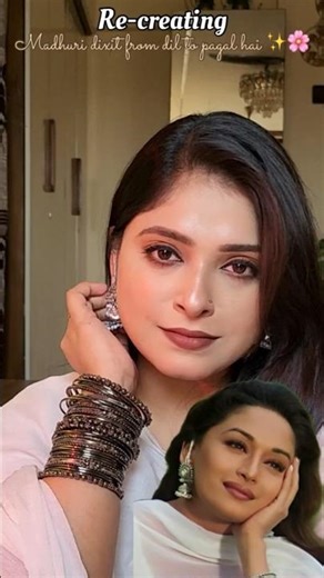Madhuri dikishit inspired look 🤍🌸 | tutorial #shorts #makeup #mua #ytshorts