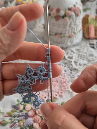 Blue Lace Tatting Tutorial - Learn Frivolite Lace Techniques