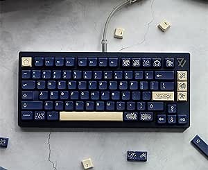 FKZ PBT Custom Keycaps,XDA Profile Dye-Sublimation Cute Star-Sky Themed Keycaps 137 Keys Full Size Keycap Set for Cherry MX Switches Mechanical Gaming Keyboard