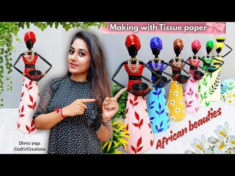 African style beauties 💁‍♀️Making from Tissue paper, Newspaper 📰 😍 #paperdollmakingideas