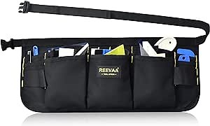 REEVAA Window Tint Tools Bag Tool Pouch, Vinyl Wrap Tools Waist Bag, Waterproof Tool Bag with Adjustable Belt for Women,Heavy Duty Apron With 13 Pocket,Gardening Work Black Waist Tool Bags For Men