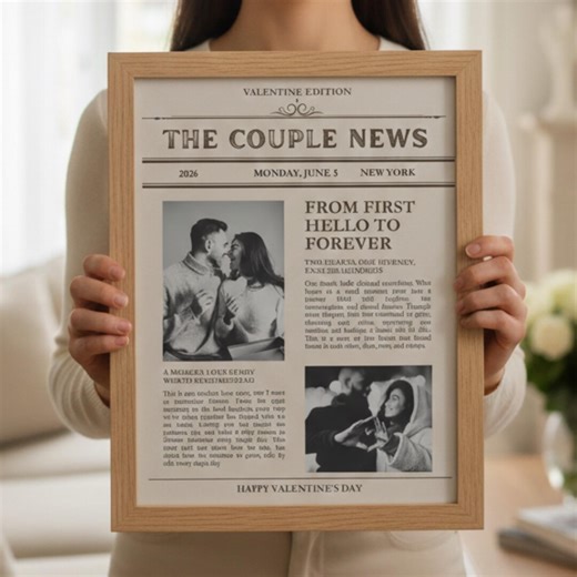 Valentine Newspaper Template | Editable Canva Love Newspaper | Personalized Couple Gift Printable - Etsy
