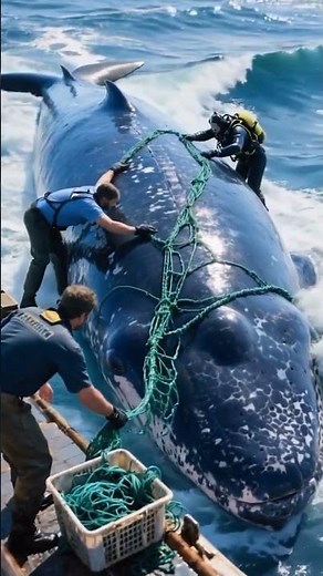 Whale Trapped in Net Gets Freed by Rescue Team 🐋🌊 | Real Ocean Rescue!