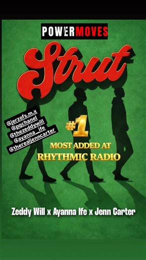 Shawn Prez on Instagram: "Thanks to the Rhythm Programmers for making Strut #1 most added! #PowerMoves #Strut #MostAdded #RhythmicRadio"