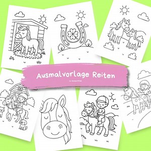 Ausmalbilder Pferde & Reiten für Kinder | Malvorlagen Ponyreiten PDF | Druckbare Beschäftigung für Mädchen   Jungs | Sofortiger Download - Etsy.de