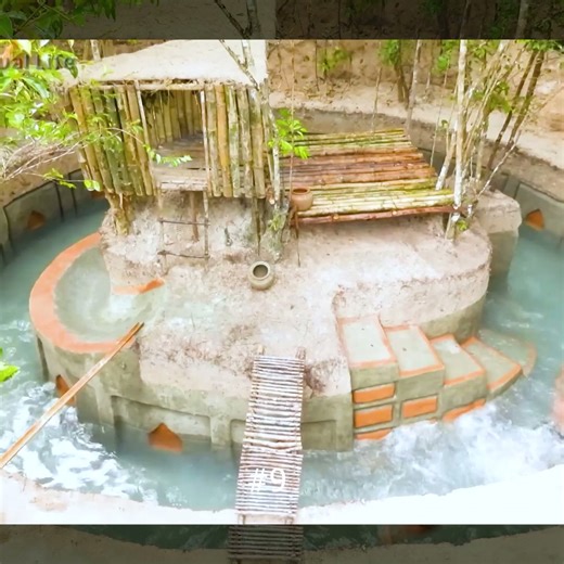 We built a secret jungle water slide!