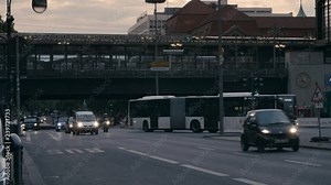 Train Station Zoologischer Garten (Bahnhof Zoo) at Hardenbergplatz and Busy Street in Berlin