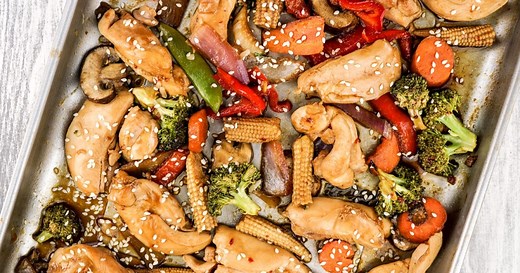 Sheet Pan Asian Chicken Stir Fry - Slender Kitchen