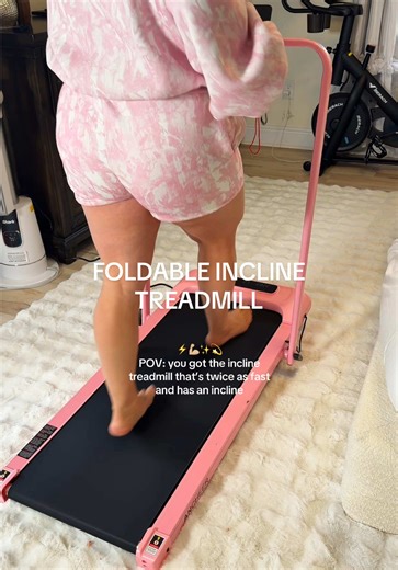 Finally, a walking pad that can incline and go fast 💨@Ancheer #walkingpad #treadmill #pinktreadmill #workoutathome #homeworkout
