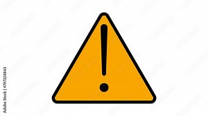 Warning exclamation sign, mark in yellow triangle for Caution, Notice, Alert, road safety. 4k motion graphics with alpha channel transparent background. Stock Video