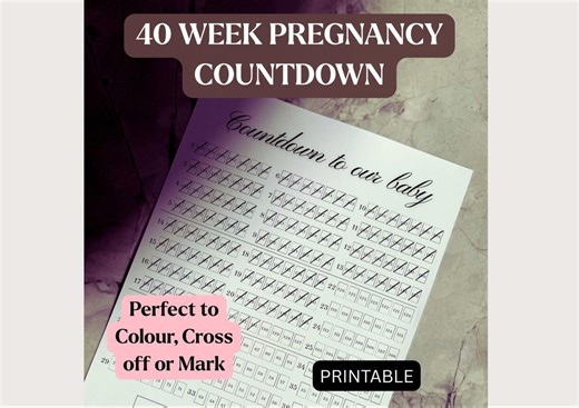 Pregnancy Countdown Coloring Page | 40 Week Tracker (digital Download) | Due Date Countdown - Etsy