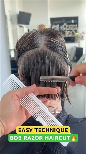 EASY TECHNIQUE BOB RAZOR HAIRCUT! 🔥🔥🔥 #haircut #razorhaircut #hairhacks #hair #bobhairstyle #bob