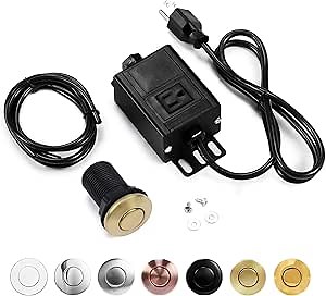 Sink Top Air Switch Kit Garbage Disposal Part by CLEESINK (SHORT/2.5", Brushed Gold)