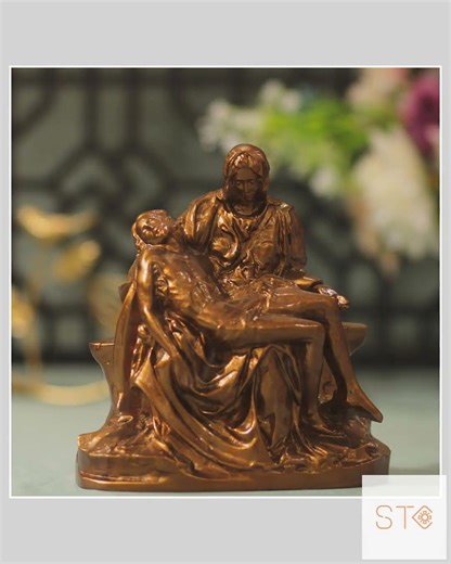 La Pieta Statue: Michelangelo Style, Wooden Madonna Sculpture, Catholic Gift