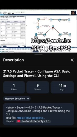 21.7.5 Packet Tracer - Configure ASA Basic Settings and Firewall Using the CLI #cisco #networksecurity #asafirewall #firewall | TechEmergente