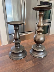 Vintage Italian Pillar Candle Holders: Exquisite Patina Pair - Etsy