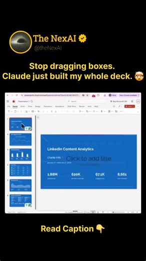 The NexAI on Instagram: "​🚨 PowerPoint just became a "Background Task." ​Anthropic has officially enabled Agent Skills for Claude (Pro, Team, and Enterprise plans), allowing it to generate fully functional PowerPoint files in seconds. ​The "Magic" Workflow: ​📂 Context: You upload a PDF, a messy Excel sheet, or just describe your vision. ​⚙️ Execution: Instead of just giving you text, Claude enables its "pptx" skill. It writes the Python code to generate the slides, manages the layouts, and pre