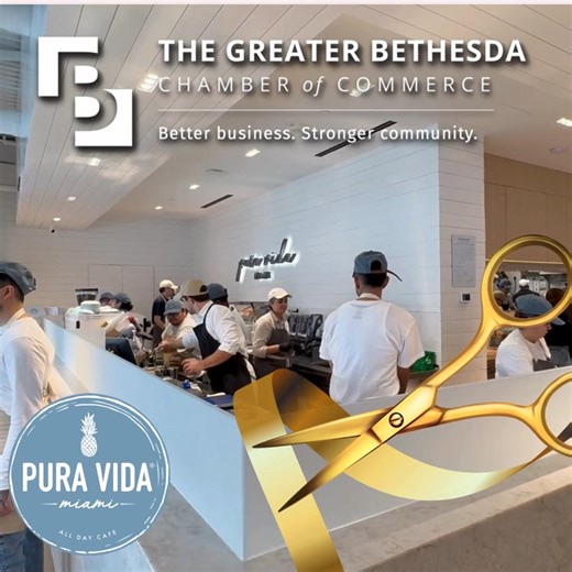 Welcome to Greater Bethesda, Pura Vida Miami! Founded in 2012 by husband-wife team Omer and Jennifer Horev in Miami, what began as a passion project has evolved into a national wellness café brand with over 40 locations across Florida, New York, California and now Maryland! Pura Vida is known for its “Health is Happiness” philosophy — offering food that’s clean, nourishing, and made with intention. Yesterday, GBCC had the honor of participating in their ribbon cutting celebration - TODAY (2/12 )