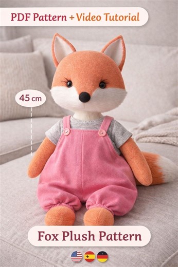 Fox Sewing Pattern Molly 45cm (18”) PDF + Step-by-step Tutorial + Video Tutorial + Clothes Pattern | Stuffed Animal Pattern - Etsy UK