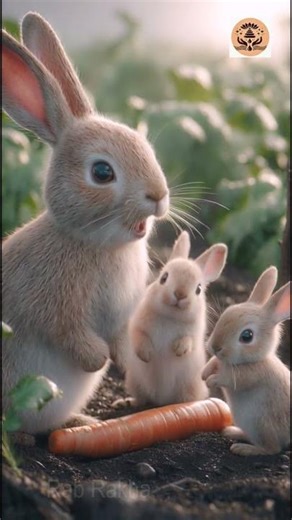 Heart-Melting Moment! 🥺 Mother Rabbit Pulls Carrot for Her Babies | Emotional Wildlife Video