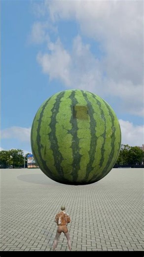 Watermelon balls explode as dreamy air conditioners fly! Visual shock unlocked #shots #3danimation