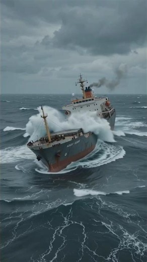 Giant Rogue Wave Hits a Cargo Ship | Extreme Ocean Survival #Shorts