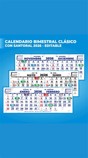 Diseño para calendario bimestral clásico con santoral editable 2026 ya a la venta!! 📆 Adquiéralo desde el enlace de nuestro perfil #calendario #santoralcatólico #calendariobimestral | Calendarios Aguila