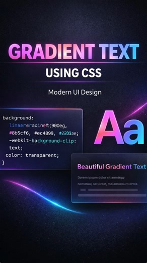 Gradient Text Effect Using Pure CSS 🔥 | Modern UI Trick #coding #shorts